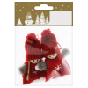  Karácsonyi dekor felakasztható figurák nemez és gyapjú 9 cm piros-szürke 2 db