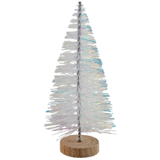  Karácsonyi dekor fenyő műanyagból fatalppal irizáló 15 cm natúr karácsonyi dekoráció