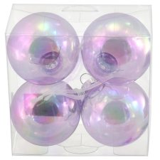  Karácsonyi dekor gömbdíszek akrilból irizáló 6 cm átmérő fehér 4 db karácsonyfadísz