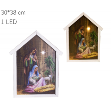 Karácsonyi dekor kép falra 1 Leddel - Szent család 30*38cm karácsonyi dekoráció