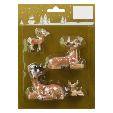  Karácsonyi dekor szarvasok műanyagból 2-6 cm világosbarna 4 db karácsonyfadísz