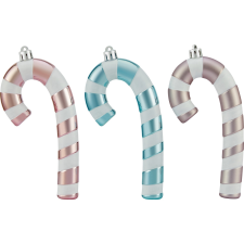  Karácsonyi dekoráció cukorpálca rózsaszín-jégkék-ezüst 6 darab karácsonyfadísz