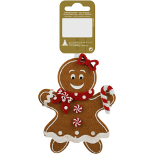  Karácsonyi felakasztható dísz mézeskalács női alak filcből barna-fehér 12 cm karácsonyfadísz