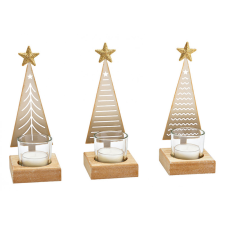 Karácsonyi fém gyertyatartó CHRISTMAS TREE 18 cm arany karácsonyi dekoráció