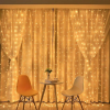  Karácsonyi fényfüzér, Függöny típus, IP44, 10 m x 2 m, 1200 LED, Meleg fehér, 8 fényjáték, Transzformátor távirányítóval, Összeköthető, 3 m-es hosszabbítóval, Átlátszó vezeték, Beltéri/Kültér