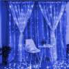  Karácsonyi fényfüzér, Függöny típus, IP44, 8 m x 2 m, 960 LED, Kék, vakuval, Transzformátor távirányítóval, Összeköthető, 3 m-es hosszabbítóval, Átlátszó vezeték, Beltéri/Kültéri, Flippy