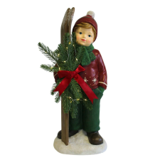  Karácsonyi figura fiú síléccel LED 48cm karácsonyi dekoráció