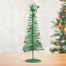 Karácsonyi, glitteres, fém karácsonyfa - 28 cm - zöld karácsonyi dekoráció