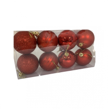  Karácsonyi gömb 6 cm-es 8 db-os csomag - piros karácsonyfadísz