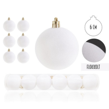  Karácsonyi gömb flokkolt fehér színű 6 db/csomag dekorációs kellék