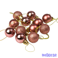  Karácsonyi gömb szett 12 db-os 2,5cm - Rosegold karácsonyfadísz