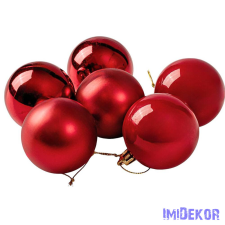  Karácsonyi gömb szett 6 db-os 6cm - Piros dekorációs kellék