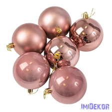  Karácsonyi gömb szett 6 db-os 8cm - Rosegold dekorációs kellék
