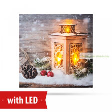 Karácsonyi LED-es hangulatkép, 30 x 30 cm - lámpás karácsonyi dekoráció
