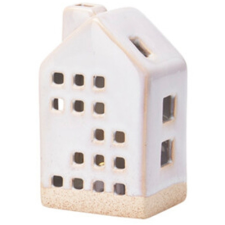  Karácsonyi LED-es kerámia házikó (fehér) fajáték