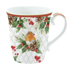 Karácsonyi madaras porcelán bögre díszdobozban - 275 ml - Christmas Berries bögrék, csészék
