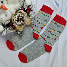  Karácsonyi-mikulásos zokni égősor mintás szürke 39-42