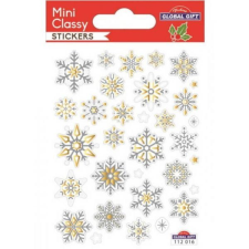 Karácsonyi mini papír matrica - 10x7,5 cm - ezüst/arany hókristályok matrica