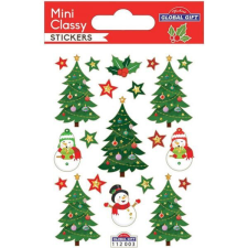 Karácsonyi mini papír matrica - 10x7,5 cm - karácsonyfák - hóemberek matrica