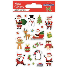  Karácsonyi mini papír matrica - 10x7,5 cm - Télapók - hóember - Mézike matrica