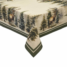 Karácsonyi mintás asztalterítő 140x180cm Bosco incantato, szarvas karácsonyi textilia