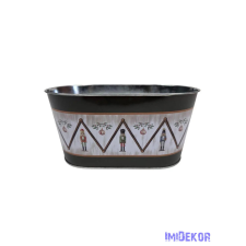  Karácsonyi mintás bádog kaspó ovál - Diótörő figura dekorációs kellék