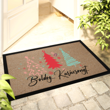 Karácsonyi mintás Lábtörlő 60X40 cm Boldog karácsonyt színes HD lakástextília