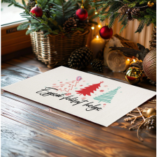 Karácsonyi mintás Szőnyeg, Lábtörlő 60X40 cm Egyedi felirattal, személyre szabható lakástextília