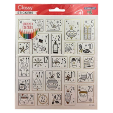 Karácsonyi papír matrica -19x15 cm - színezhető adventi matrica