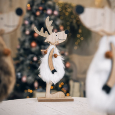 Karácsonyi rénszarvas figura szőrrel 30 cm – 4 féle karácsonyi dekoráció