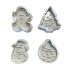  Karácsonyi sütemény kiszúró 4 db/ csomag (hóember,fenyő,mézi,gömb) sütés és főzés