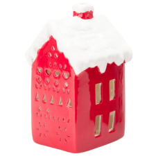  Karácsonyi világítós kerámia házikó - piros fajáték