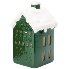  Karácsonyi világítós kerámia házikó - sötétzöld fajáték