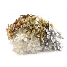  Karácsonyi virág dróton glitterekkel - 6 db/csomag karácsonyi dekoráció