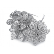  Karácsonyi virág glitterekkel - Ezüst karácsonyi dekoráció