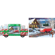 Karácsonyi Volkswagen busz puzzle fém dobozban puzzle, kirakós