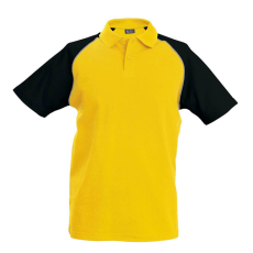 KARIBAN baseball férfi galléros rövid ujjú piké póló KA226, Yellow/Black-L