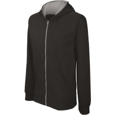 KARIBAN cipzáras gyerek pulóver bélelt kontrasztos kapucnival KA486, Black/Fine Grey-6/8 gyerek pulóver, kardigán