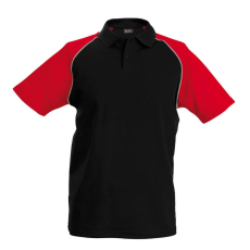 KARIBAN Férfi baseball galléros rövid ujjú piké póló, Kariban KA226, Black/Red-3XL