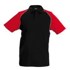 KARIBAN Férfi baseball galléros rövid ujjú piké póló, Kariban KA226, Black/Red-XL férfi póló