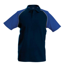 KARIBAN Férfi baseball galléros rövid ujjú piké póló, Kariban KA226, Navy/Royal Blue-3XL