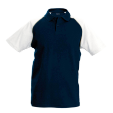 KARIBAN Férfi baseball galléros rövid ujjú piké póló, Kariban KA226, Navy/White-M férfi póló