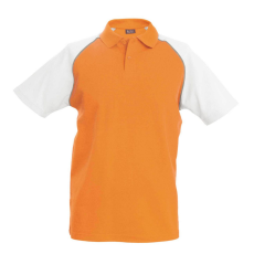 KARIBAN Férfi baseball galléros rövid ujjú piké póló, Kariban KA226, Orange/White-2XL