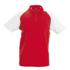 KARIBAN Férfi baseball galléros rövid ujjú piké póló, Kariban KA226, Red/White-XL