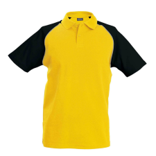 KARIBAN Férfi baseball galléros rövid ujjú piké póló, Kariban KA226, Yellow/Black-M férfi póló