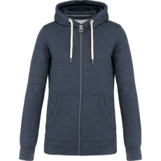KARIBAN Férfi cipzáras kapucnis vastag pulóver, Kariban KV2306, Night Blue Heather-L