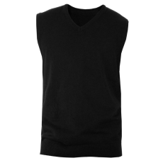 KARIBAN Férfi divatos V-nyakú keskeny szabású mellény, Kariban KA969, Black-XL