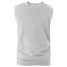 KARIBAN Férfi divatos V-nyakú keskeny szabású mellény, Kariban KA969, Grey Melange-4XL