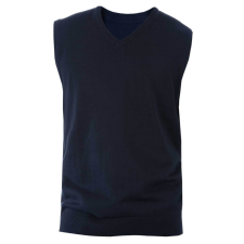 KARIBAN Férfi divatos V-nyakú keskeny szabású mellény, Kariban KA969, Navy-4XL férfi mellény