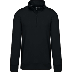 KARIBAN Férfi galléros 1/4 cipzáros pulóver, Kariban KA487, Black-XS